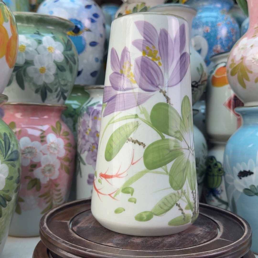 景德镇陶瓷手绘花瓶无孔