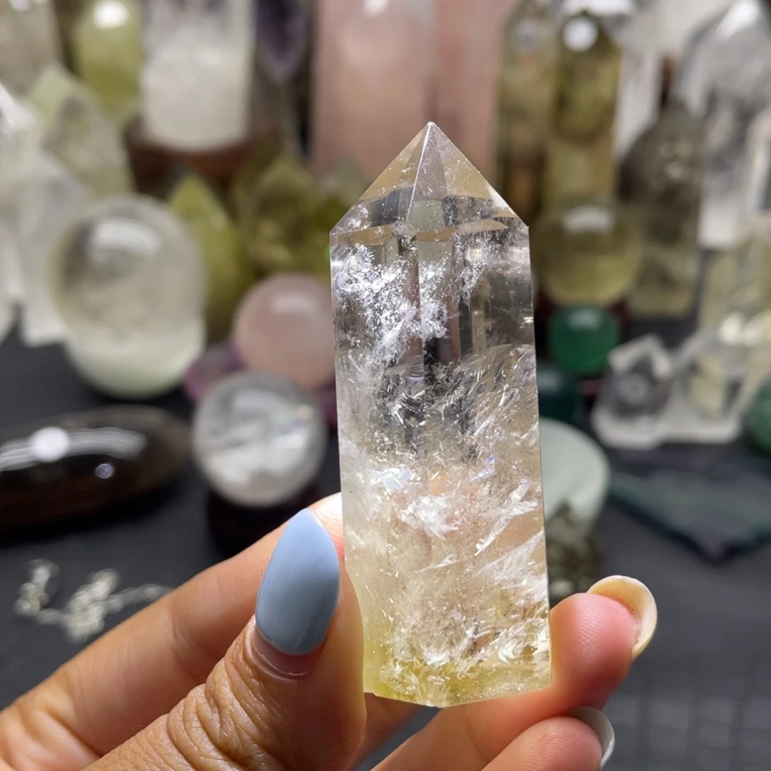 水晶珠宝半成品未镶嵌45黄水晶柱