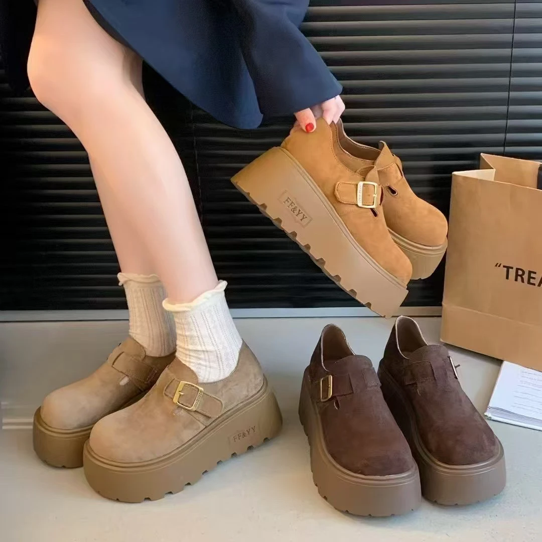 新款单鞋厚底松糕博肯女鞋