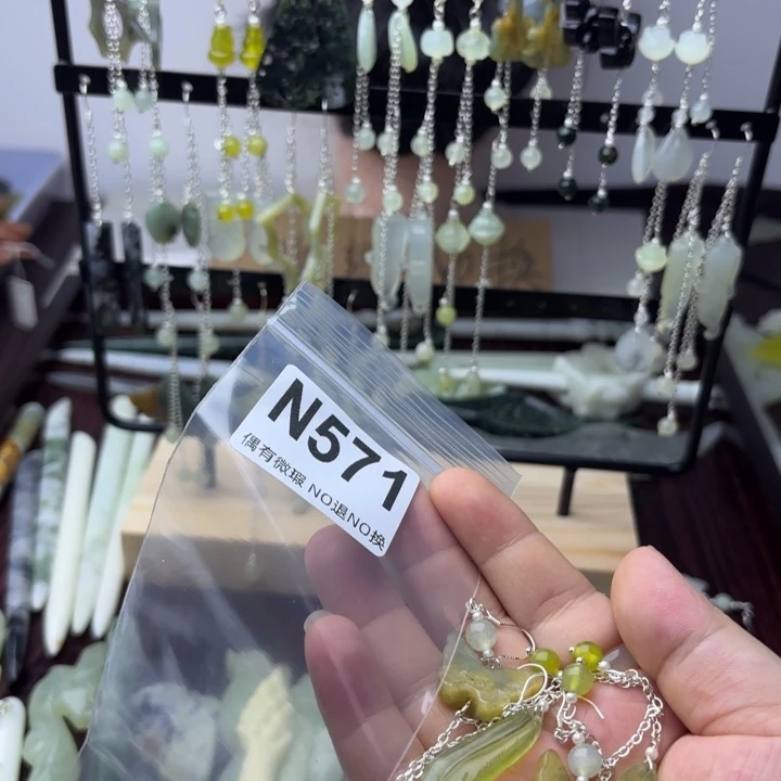 蛇纹石玉发饰合金小*