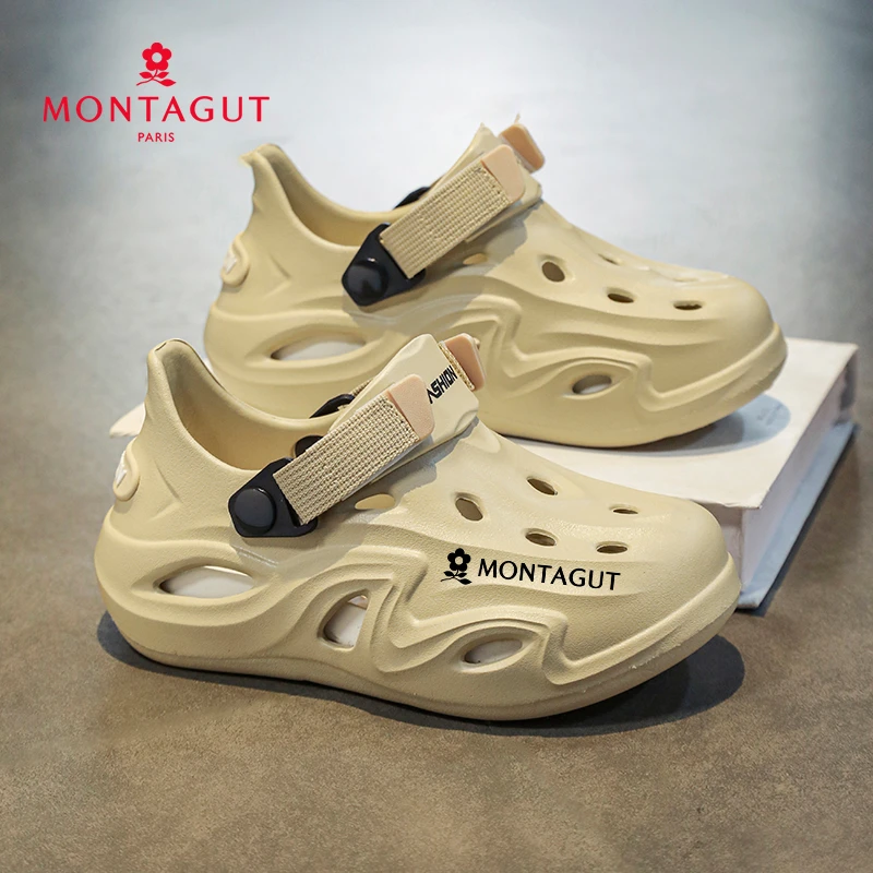梦特娇男士洞洞鞋男款潮拖鞋夏季鞋子户外运动透气防滑包头沙滩鞋