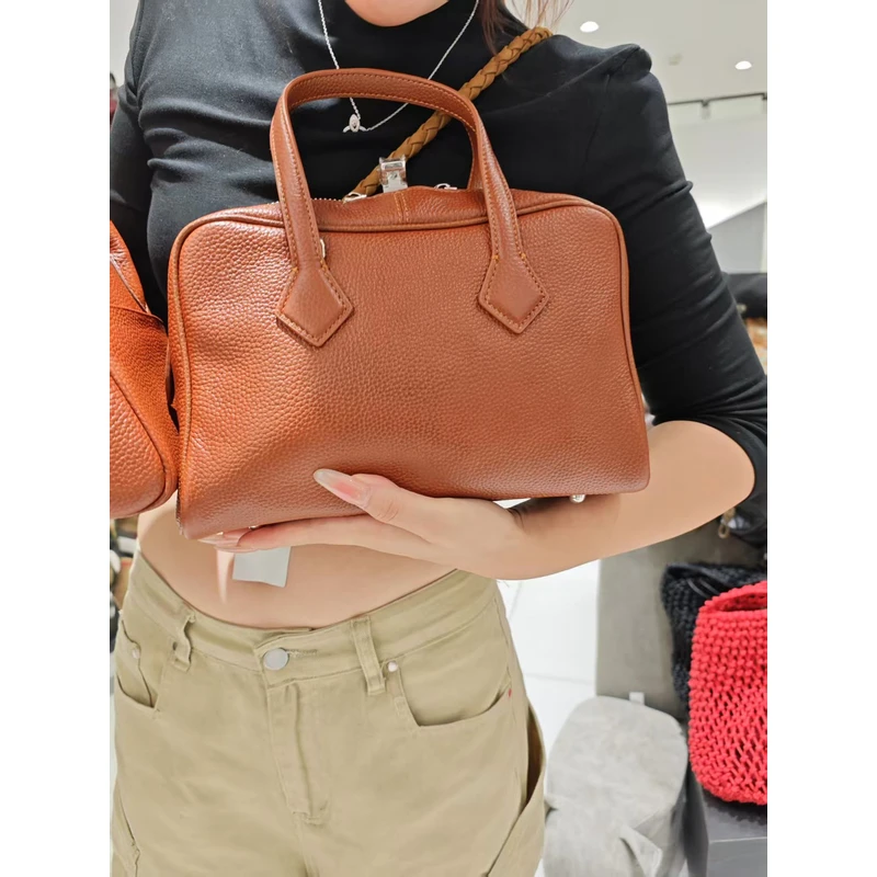 YUSHA/高档棕色小维福宝马鞍皮手提公文包-市场9.26