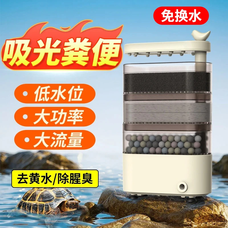 低水位龟缸鱼缸过滤器养龟专用净水器静音吸便净水循环多重过滤棉