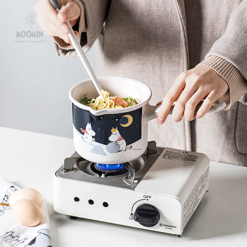 姆明Moomin冬雪系列陶瓷小奶锅明火辅食锅煮汤煮面早餐麦饭石锅