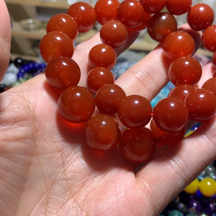 ε***з玛瑙/玉髓未镶嵌手链14-16mm手串两条