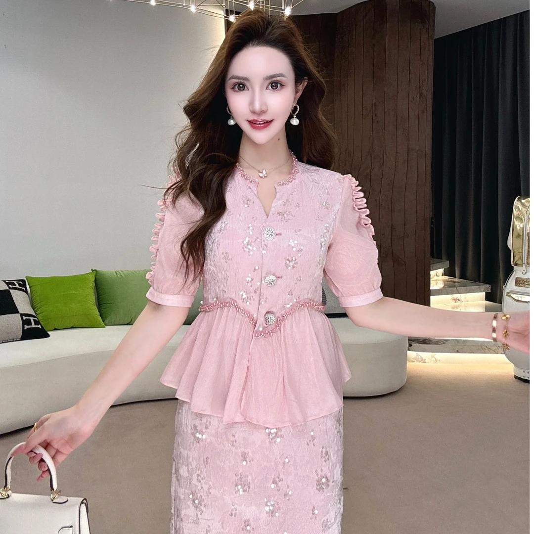 【MIA.G】【水晶玫瑰】 重工拼接修身上衣 QQ503