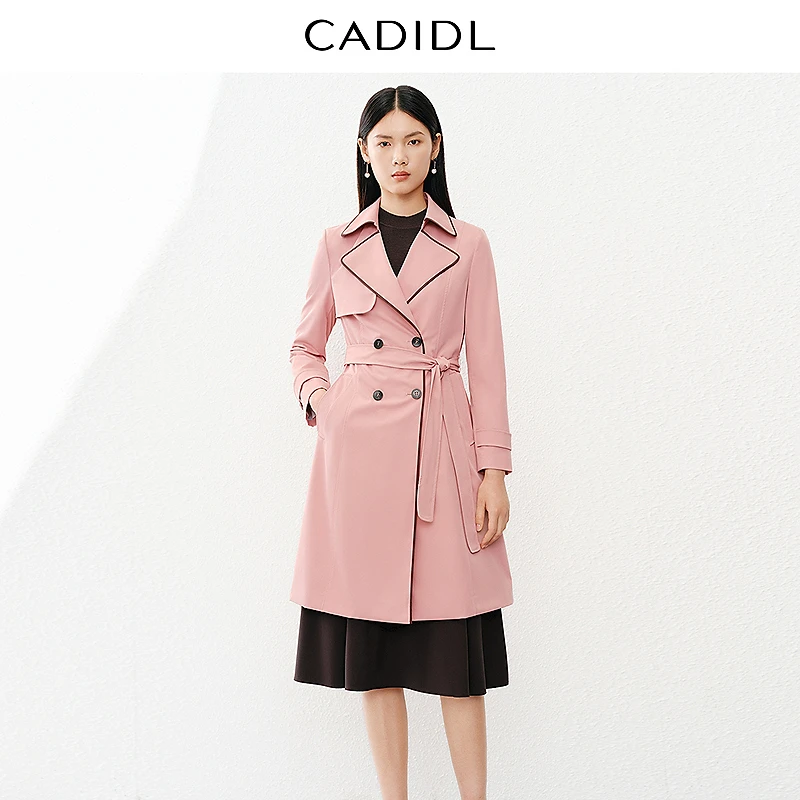 【CADIDL】气质时尚通勤双排扣修身女士收腰风衣CJ00365A2