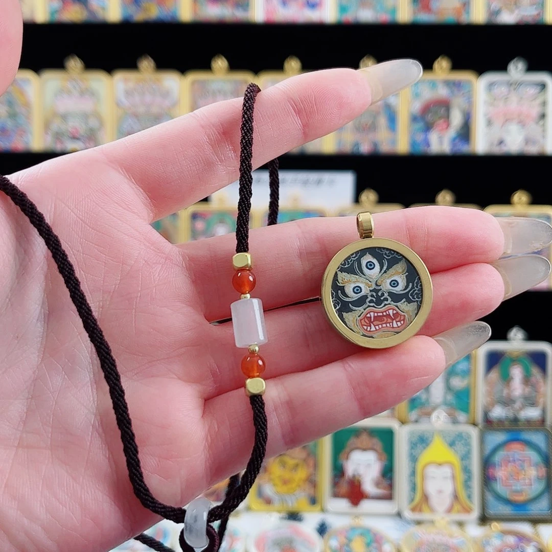 声***）吊坠黑财神脸 纯手绘