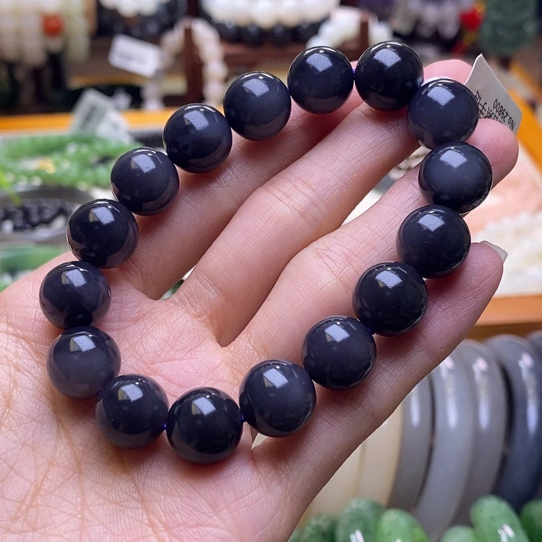 颈饰未镶嵌和田玉烟紫帝王紫手串12MM