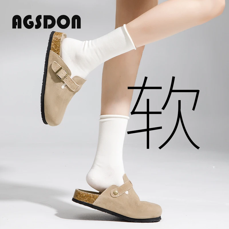 奥古狮登厚底勃肯鞋女款2025夏秋新款懒人孕妇博肯单鞋包头半拖鞋