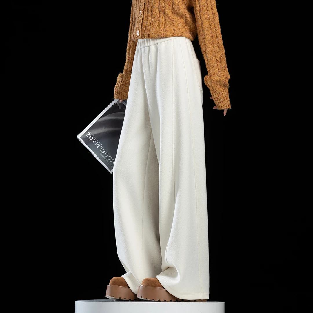 毛呢阔腿裤女款爆款2025新款羊毛加厚秋冬宽松直筒慵懒风休闲裤子