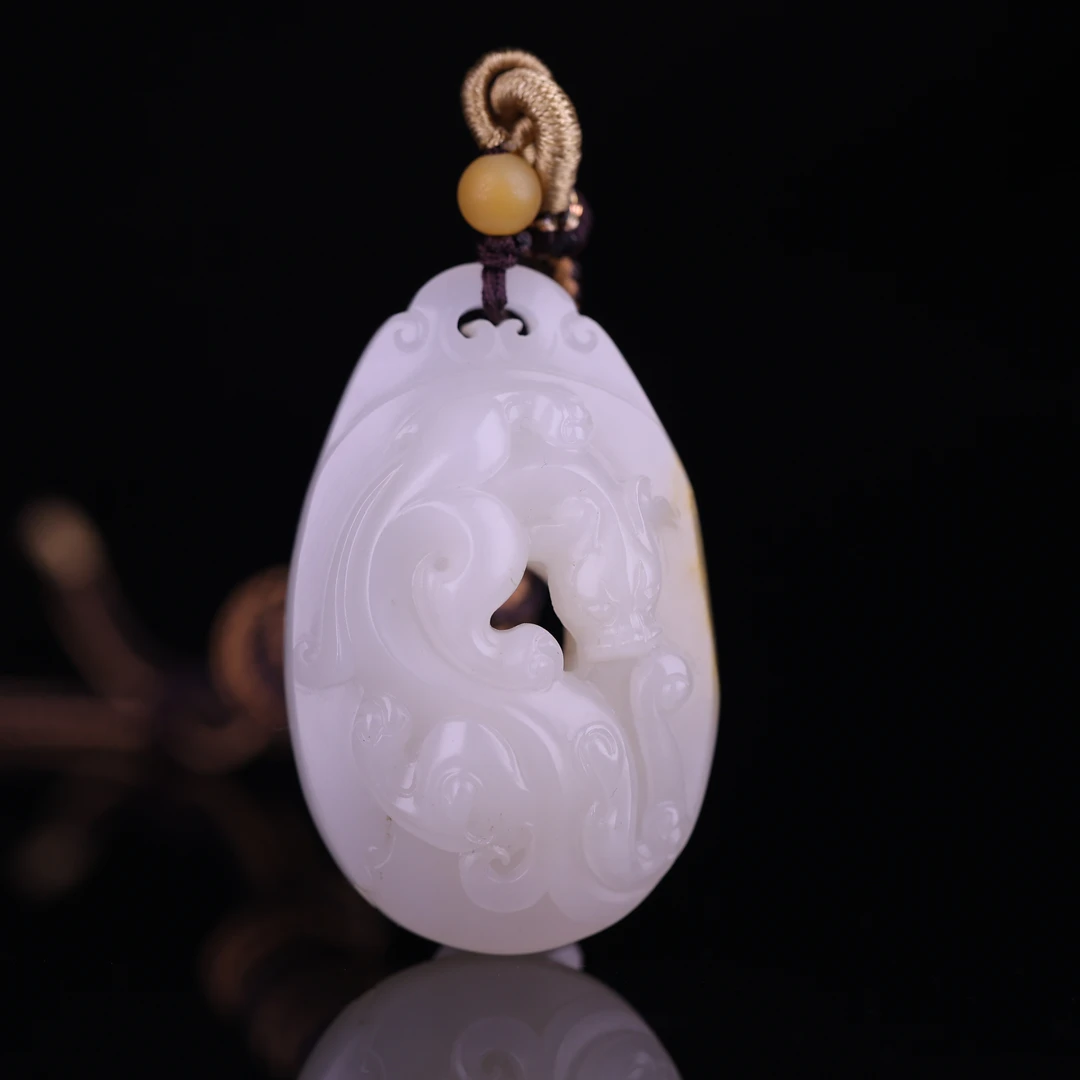 【21.8克 螭龙】新疆和田玉 天然洒金皮毛孔清晰仿古玉质老熟油润