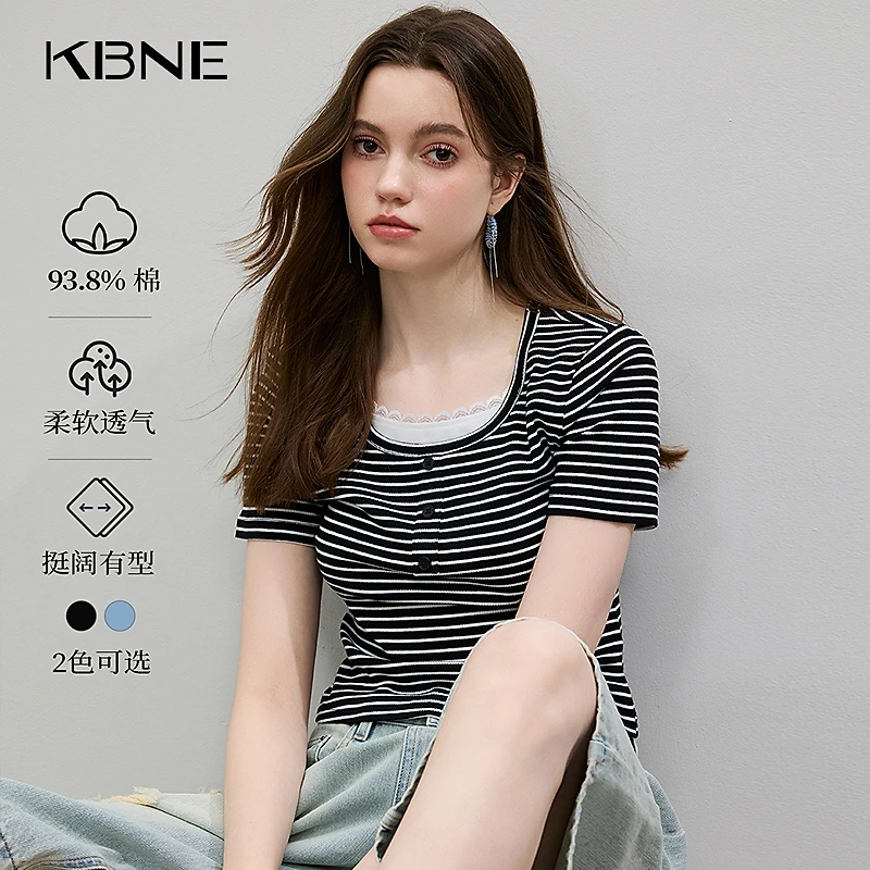 1142【金拐子专属】短袖女款爆款2025新款KBNE夏季短袖t恤女慵懒风