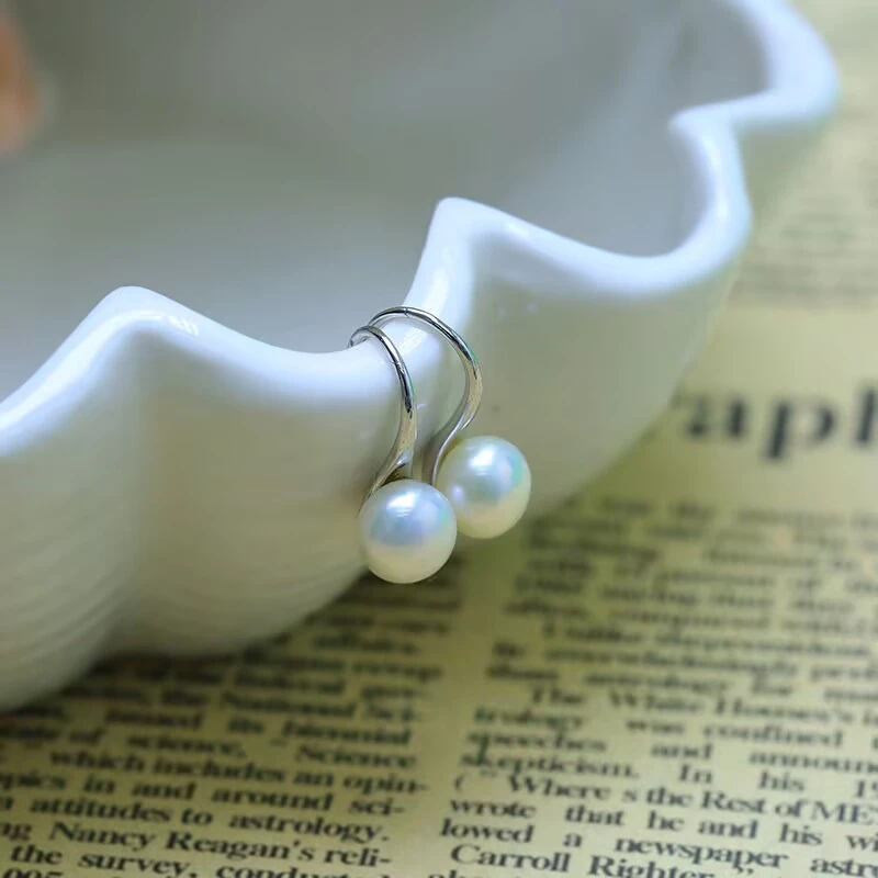 5A品质9mm左右天然淡水馒头珍珠耳环女高级感抗过敏