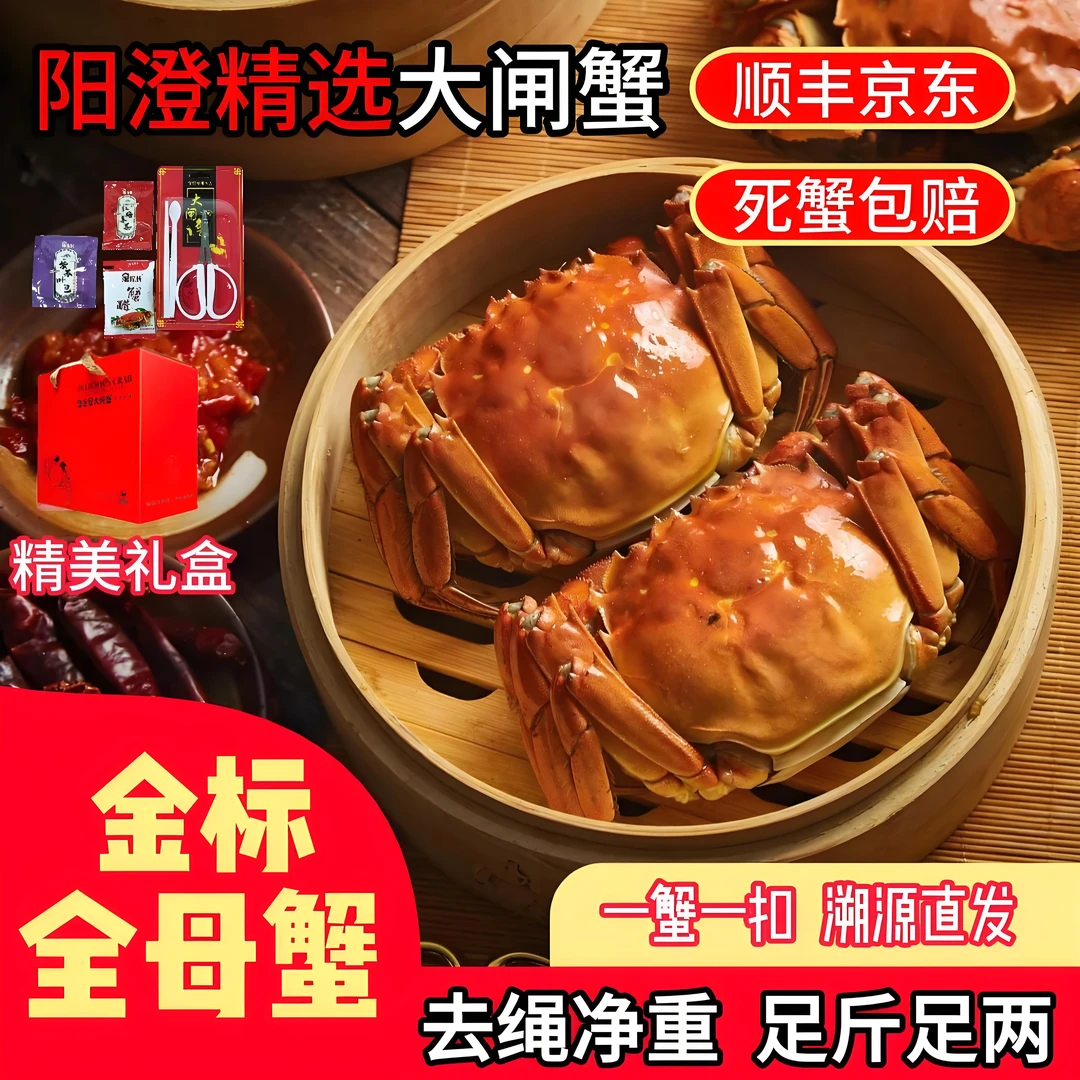 【2.5-2.2两全母蟹 活蟹】鲜活大闸蟹8/10只 顺丰京东苏州产地直发
