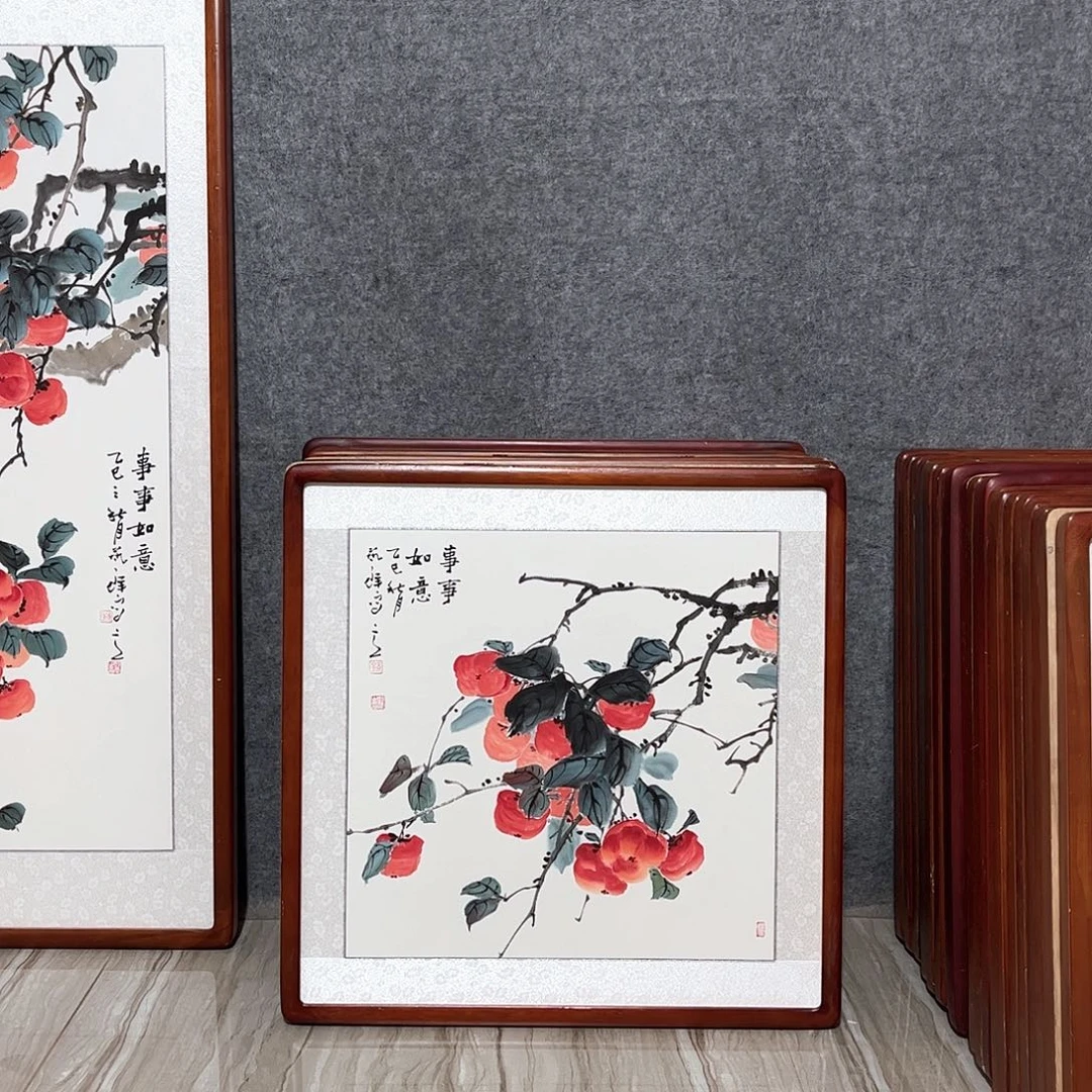 国画书画作品带框63×63
