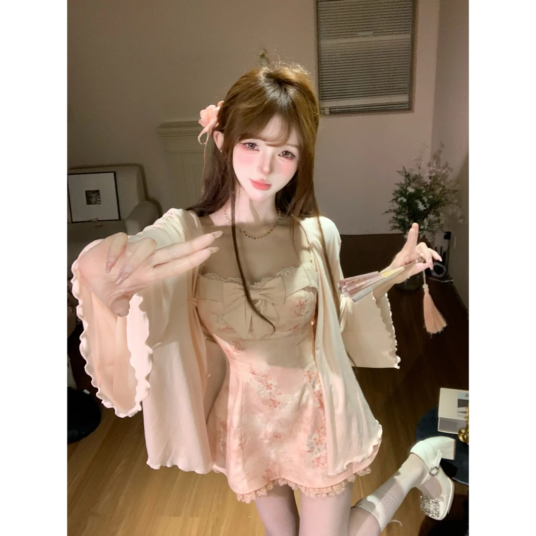 瑞茜·威瑟斯 淡雅佳人 夏国风新中式小众设计连衣裙开衫R2318-1L