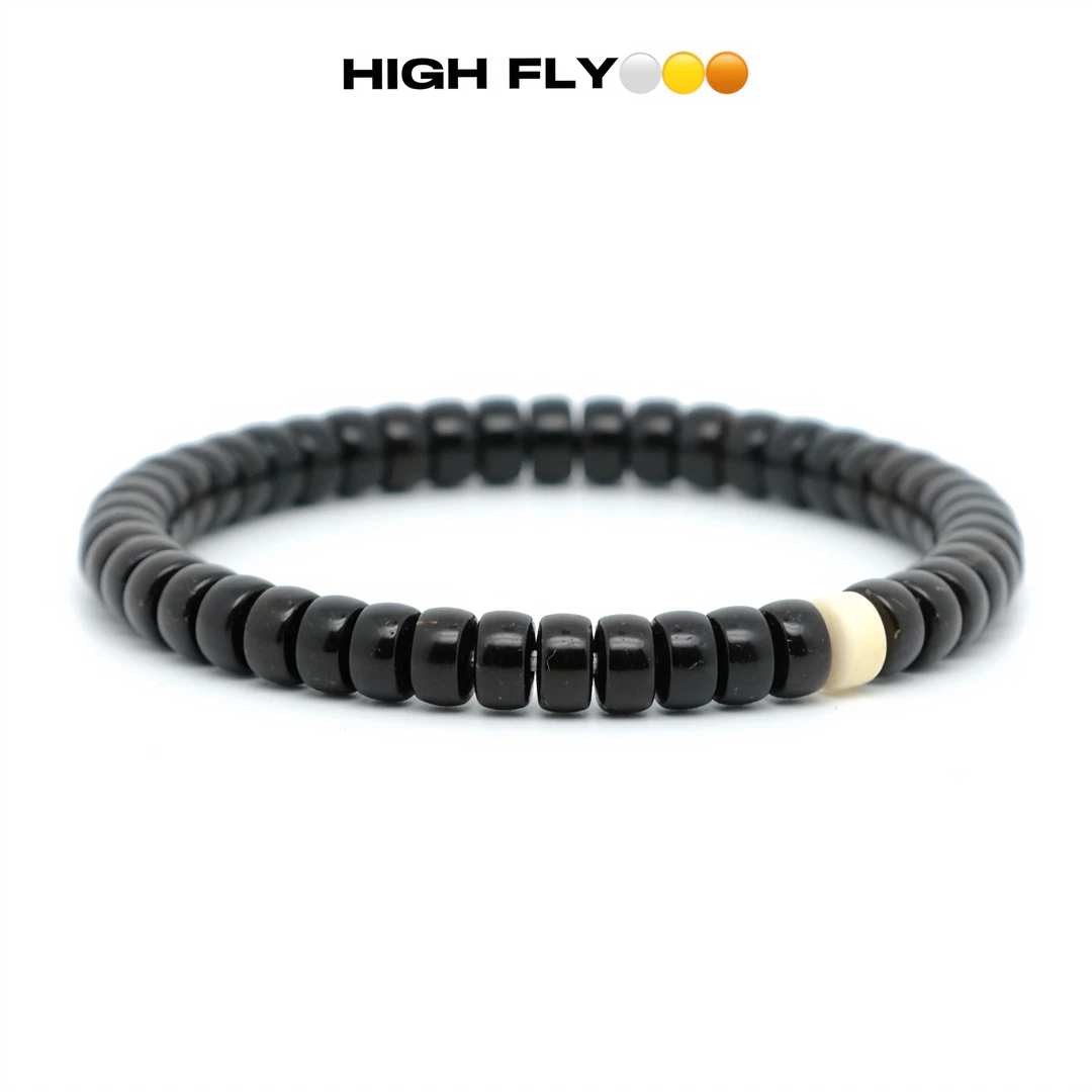 椰蒂黑金7*4药片直切进口印尼椰蒂手串精工极限弧少棕线