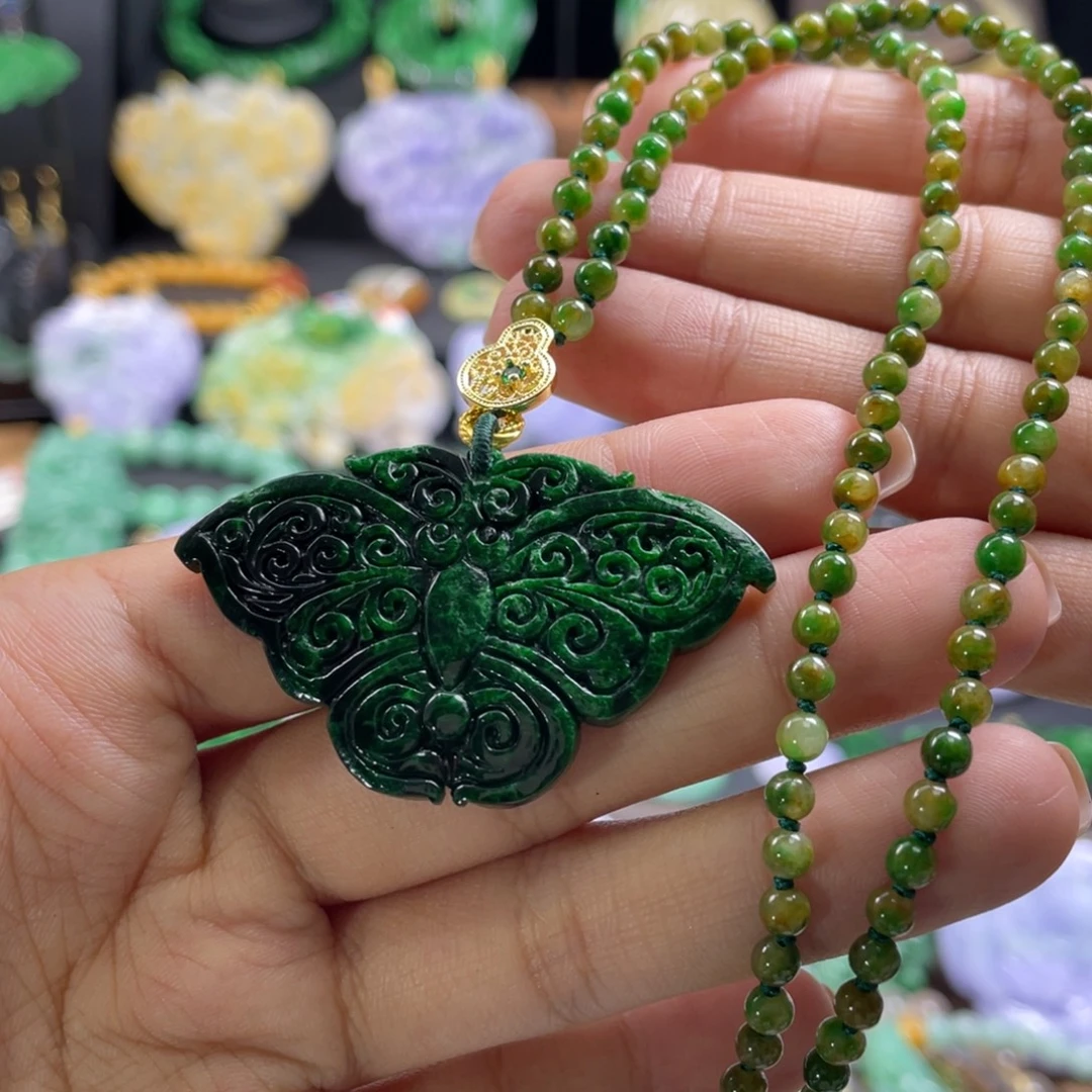 翡翠未镶嵌颈饰代编织