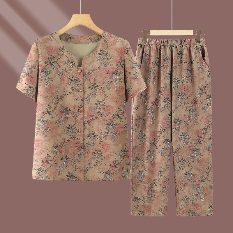 中老年人套装女奶奶夏装短袖妈妈款夏季老人衣服老太太2025年套装
