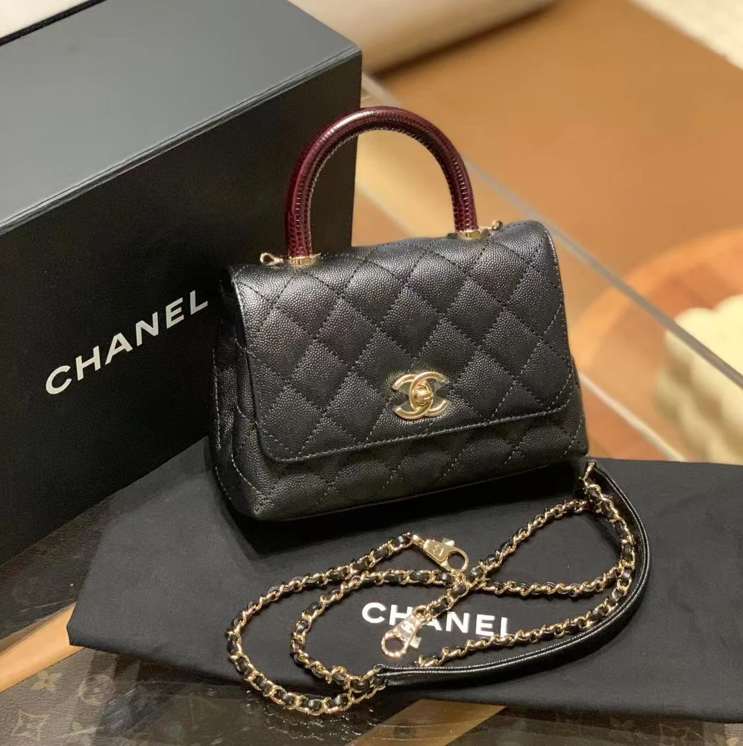 99新 Chanel/香奈儿 壹臻中古/21A黑手柄handle mini/34826987
