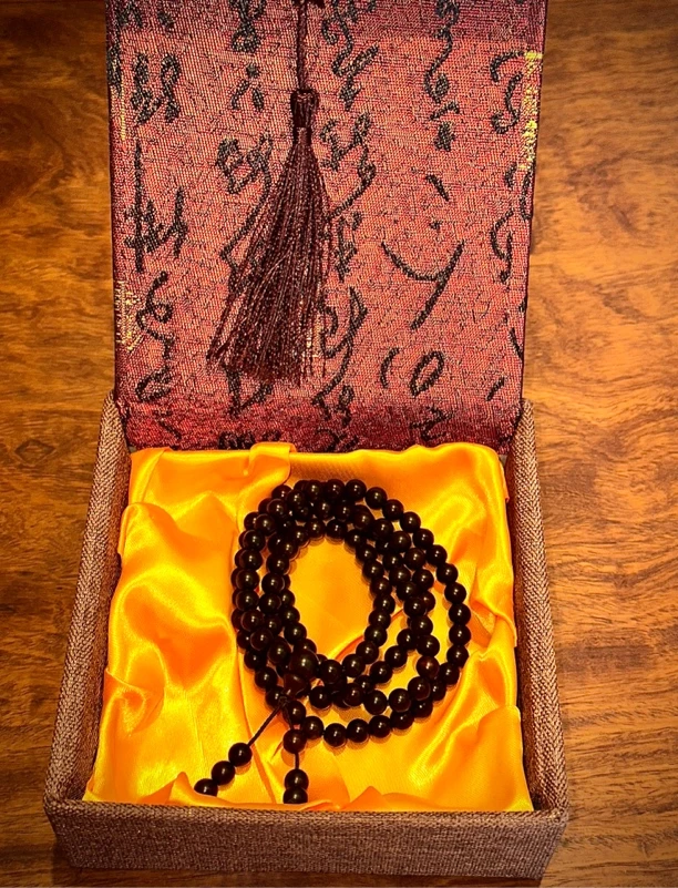 孤品印度小叶紫檀老料金星火焰纹佛珠手串