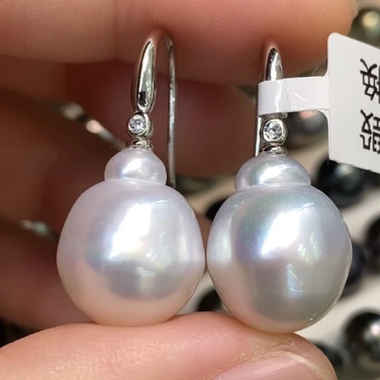 银S925镶嵌耳饰海水珍珠12.88