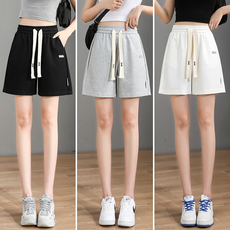 夏季运动短裤女新款高腰宽松遮肉时尚洋气五分A字外穿运动休闲裤