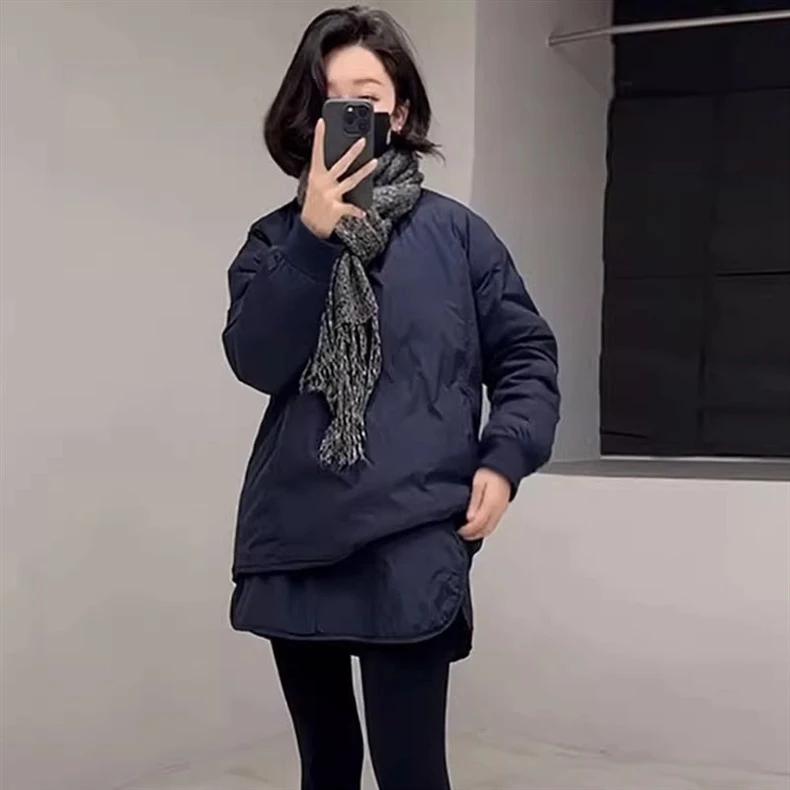 欧货大码卫衣棉服套装裙女秋冬圆领长袖棉衣显瘦高腰半身裙两件套