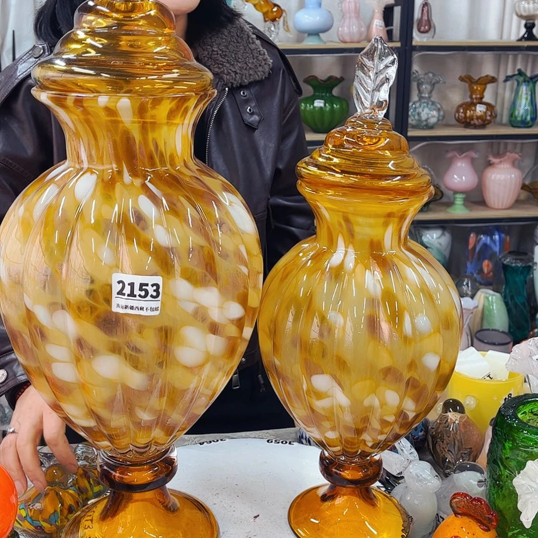 永***样大小一对家悦琉璃工艺品