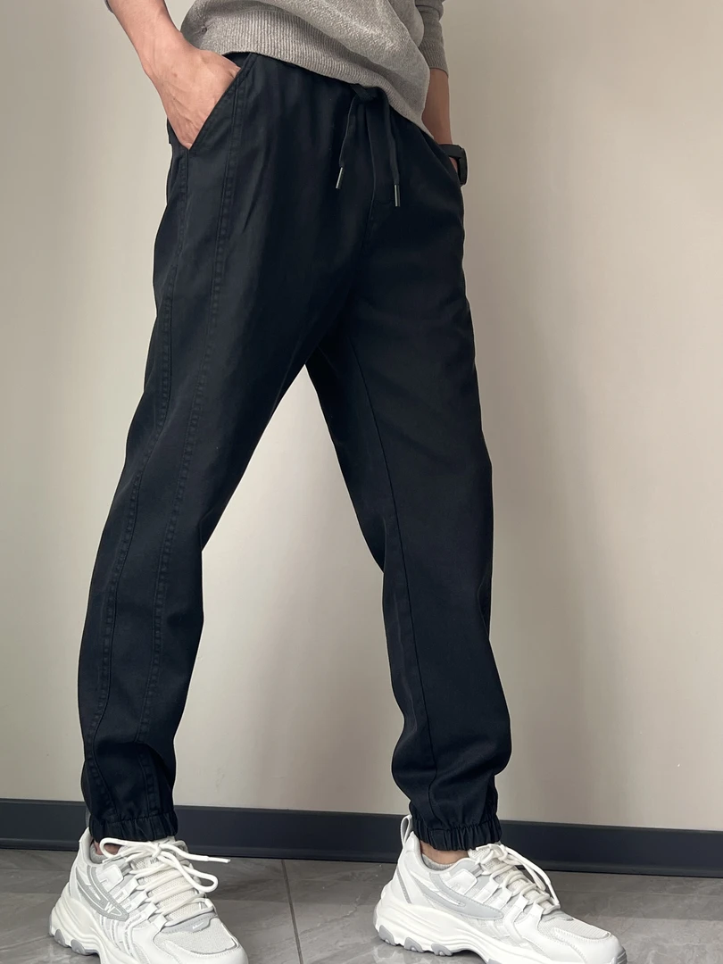 港风春秋宽松直筒休闲裤四季款纯色耐磨棉长裤修身AB款