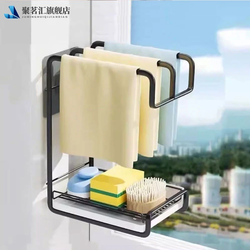 抹布架厨房置物架免打孔台面壁挂百洁布毛巾收纳架水槽海绵沥水架
