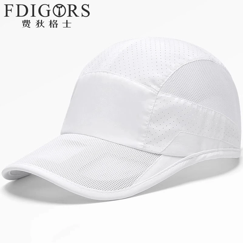 FDIGORS帽子男款夏季高级白色轻薄跑步运动鸭舌帽网眼棒球帽