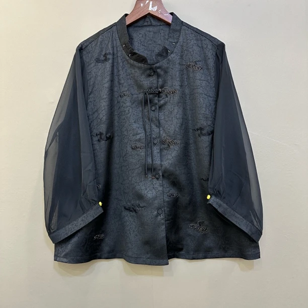 原创设计！春夏短款开衫刺绣百搭龟纹上衣