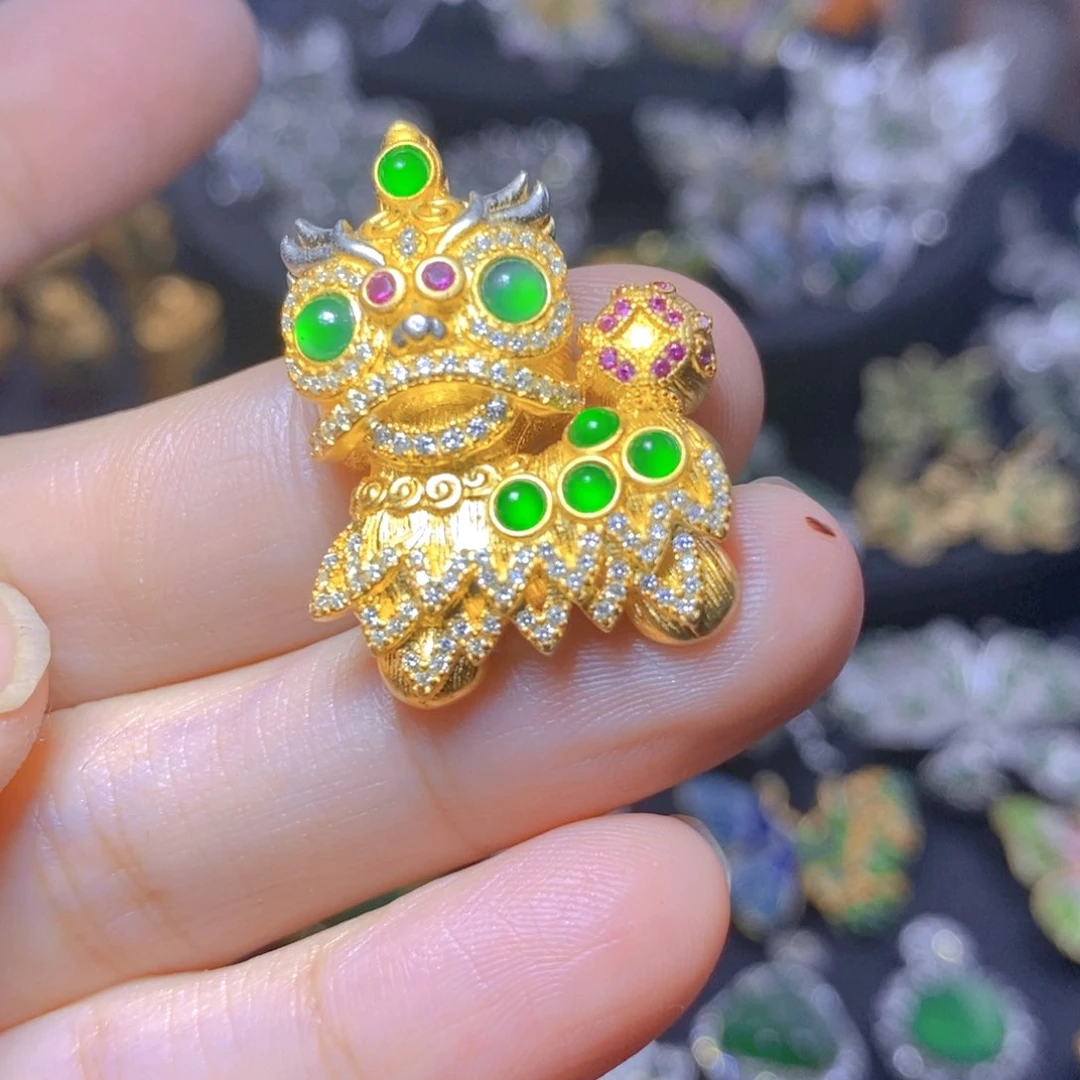 翡翠银S925镶嵌吊坠(不含链)天然翡翠