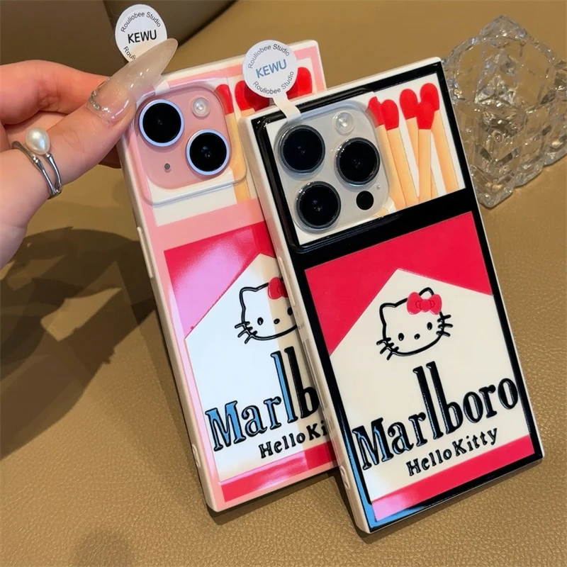 趣味火柴kitty盒子适用苹果16promax手机壳iPhone15创意防摔14/13