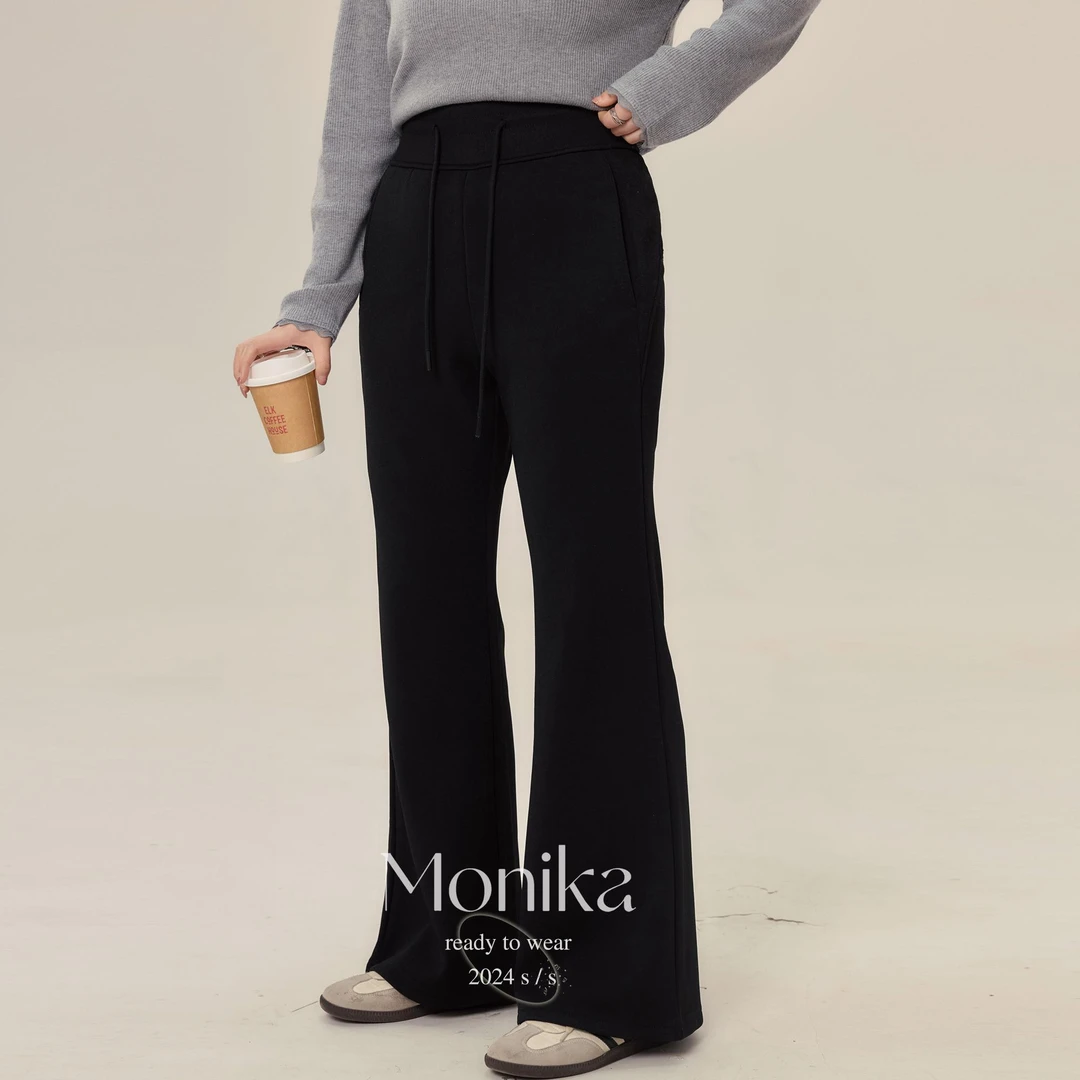 大码女装胖mm加绒加厚高腰弹力黑色运动裤休闲裤75762