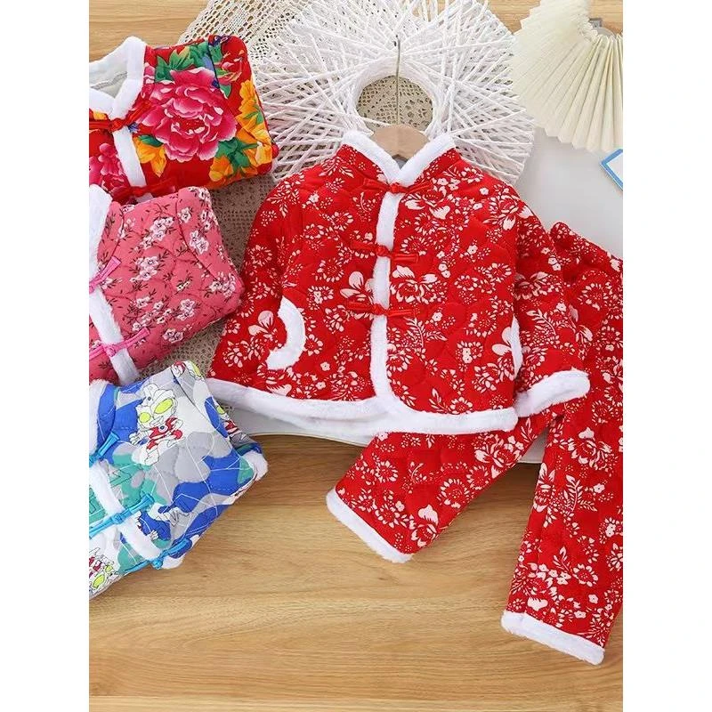 奥莱正品2026年新款东北大花袄儿童外套加厚中国风网红套装女童宝