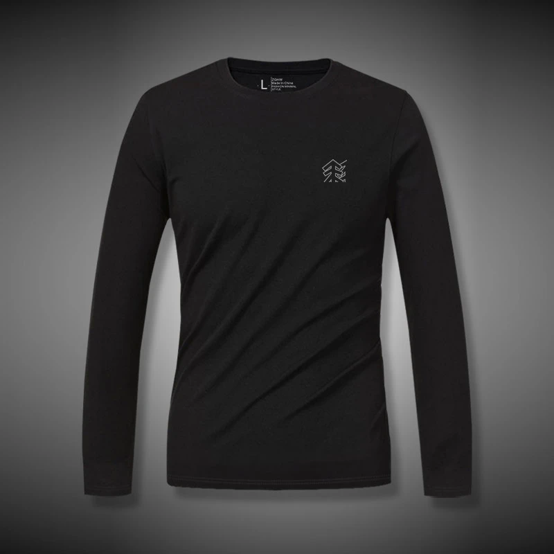 长袖t恤男春秋上衣服内搭纯棉打底衫印花高级感中青年薄款圆领衫