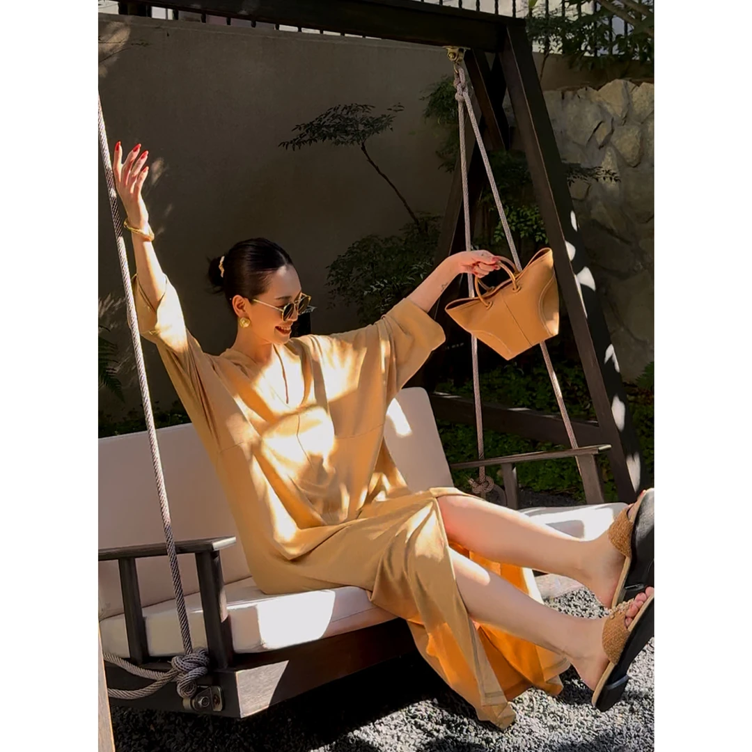 紫紫   不迎合   南韩丝松弛轮廓三季连衣裙 ZD07LZYL557