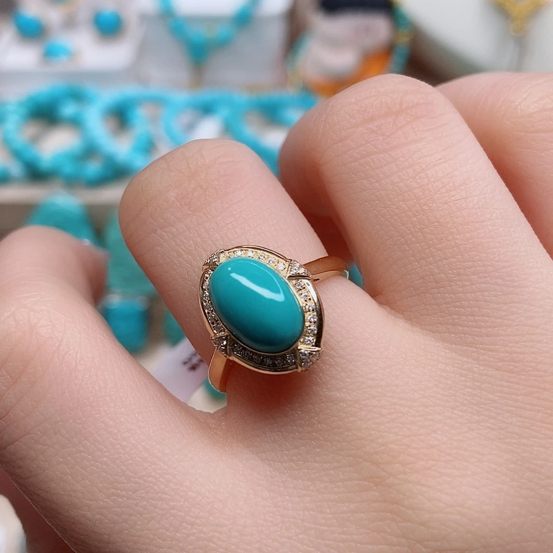 绿松石戒指18K金镶嵌