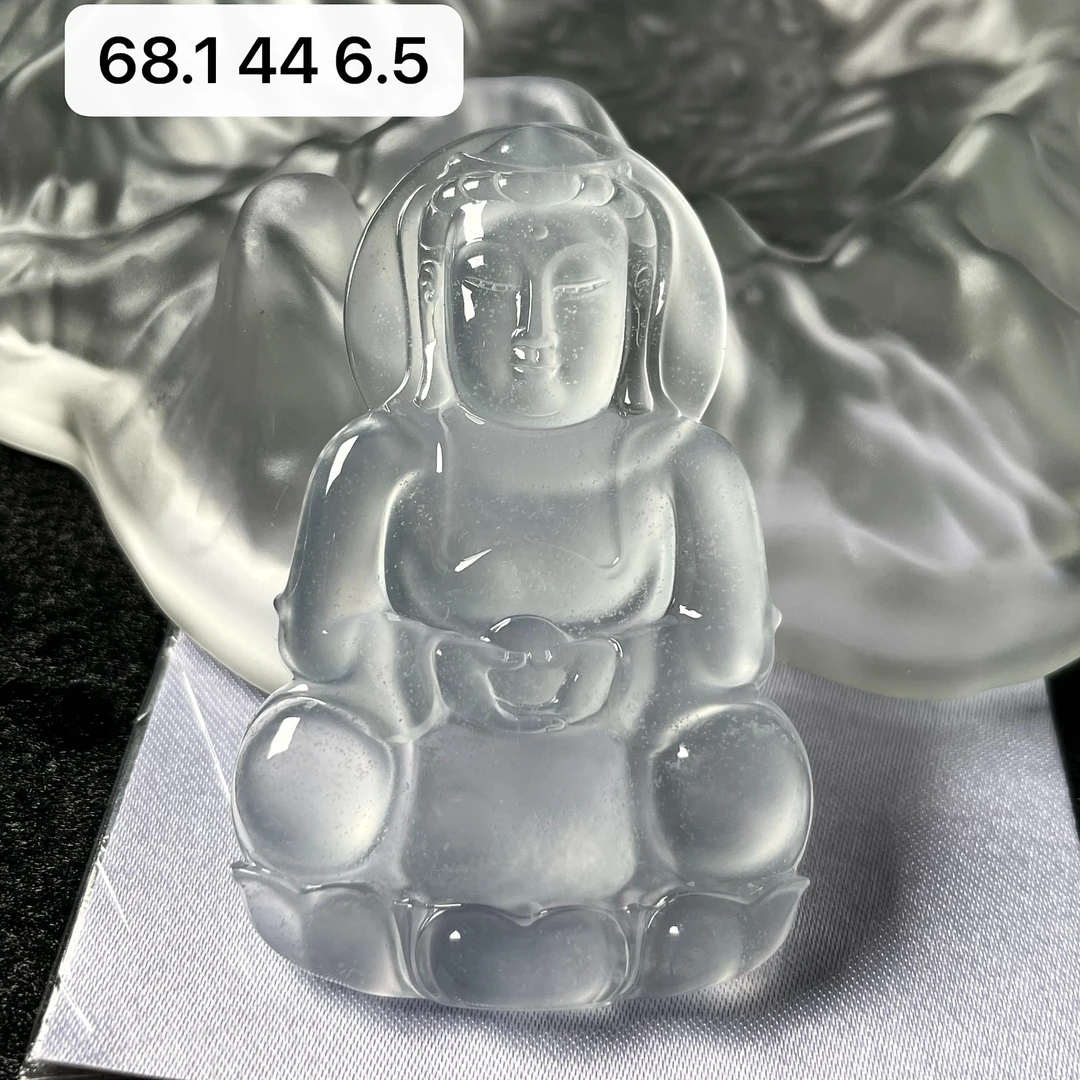 天然a货缅甸翡翠老坑玻璃种观音吊坠