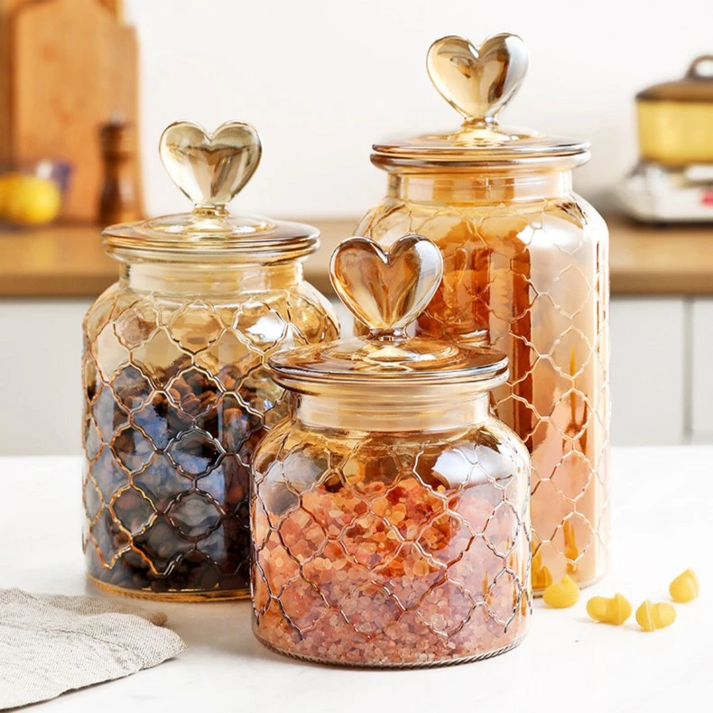糖罐玻璃密封罐玻璃瓶带盖厨房食品杂粮储物罐泡菜坛糖果罐菜坛子