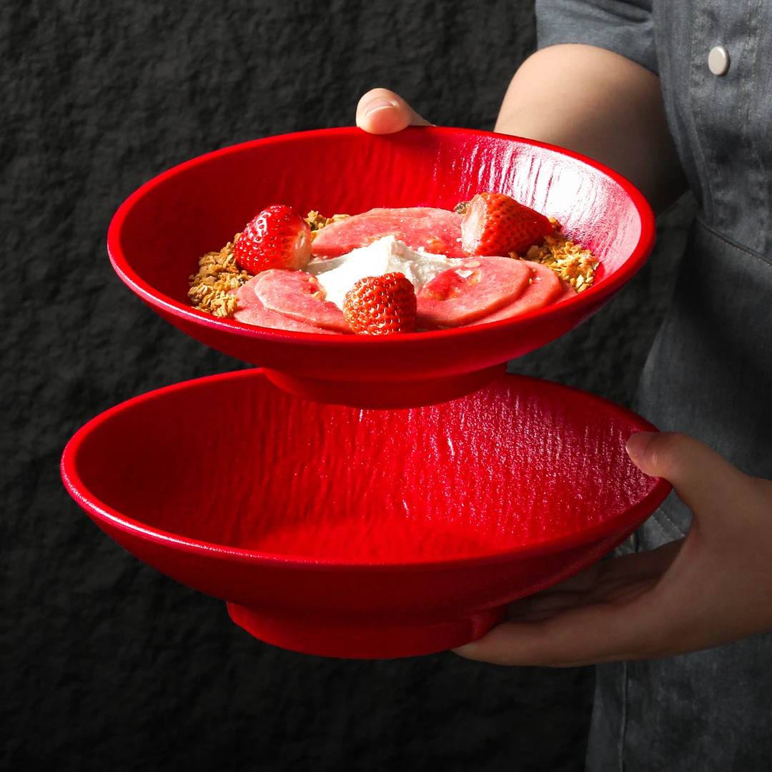 密胺餐具大碗圆形牛奶燕麦浅碗糖水冰淇淋甜品碗轻食沙拉碗