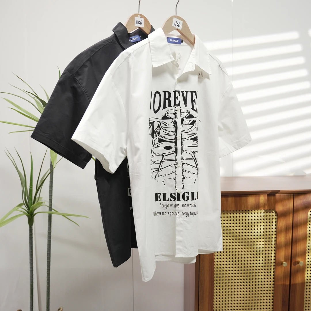 潮牌男女个性潮流帅气宽松夏季上衣短袖衬衫1106-A3-11