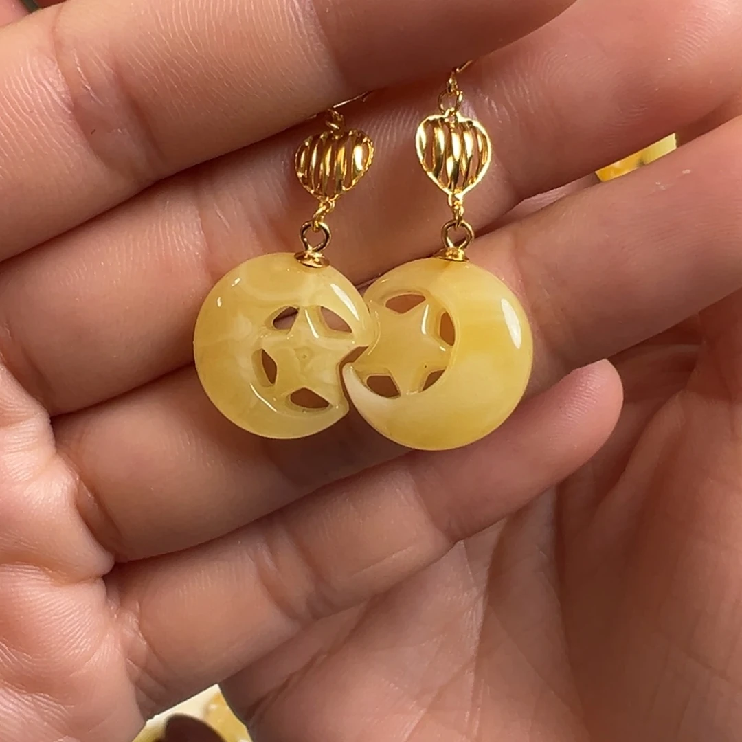 蜜蜡银S925镀金镶嵌裸石蜜蜡