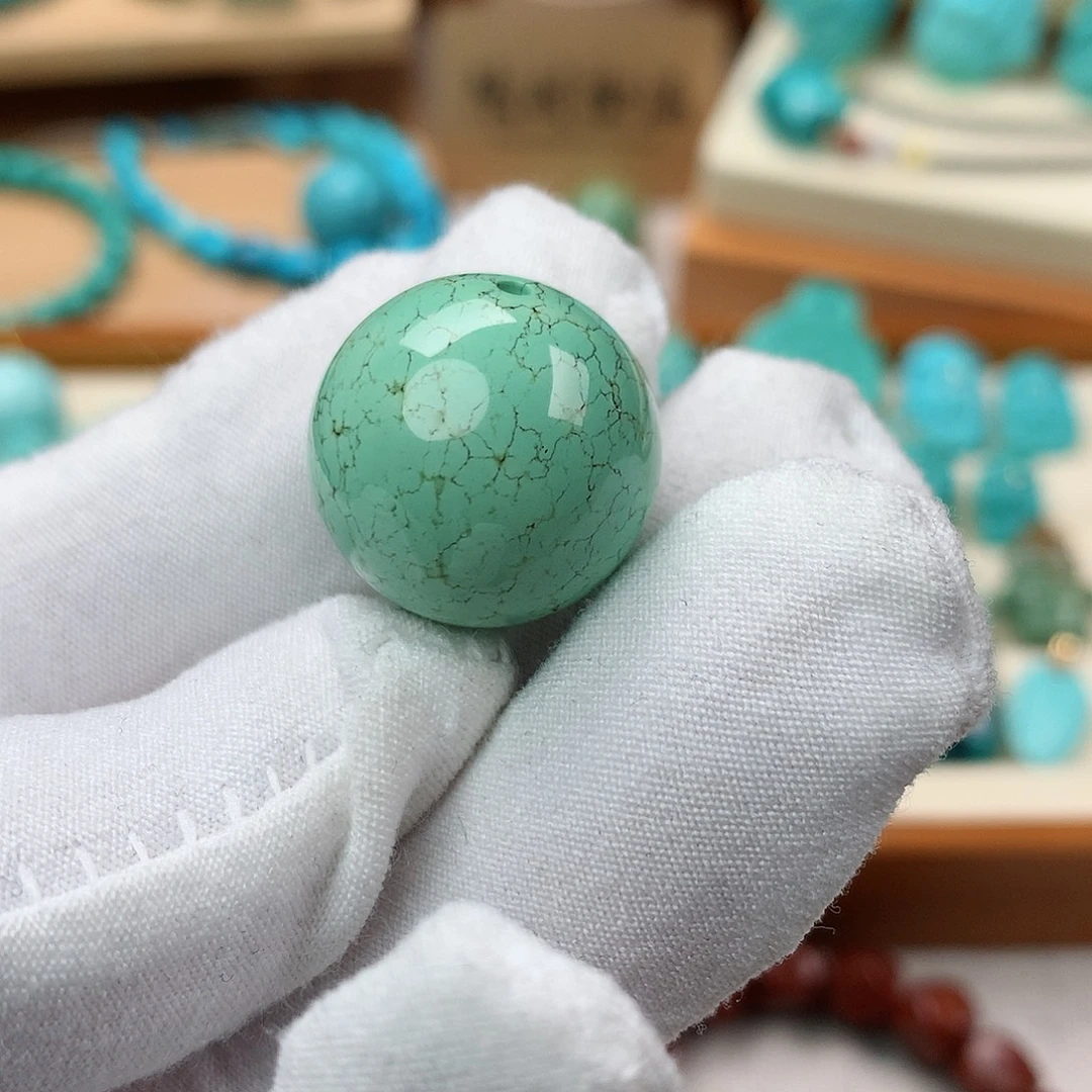 绿松石未镶嵌绿松石配饰19.2网花大圆珠