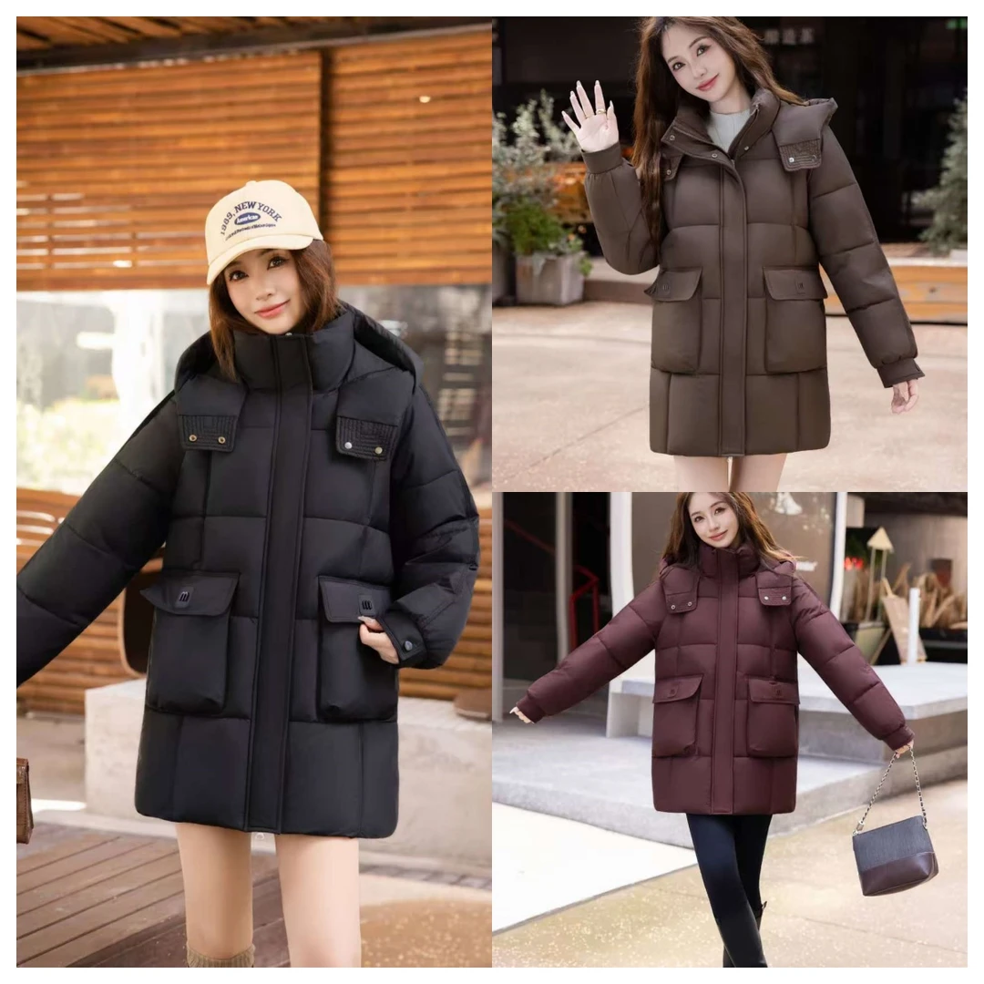 2535欧货连帽字母口袋棉服