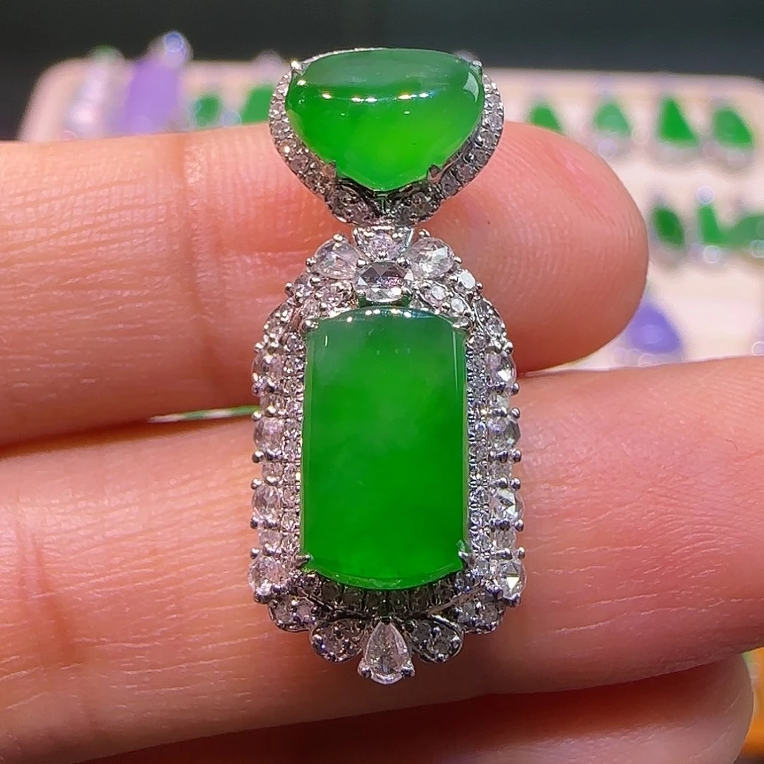 翡翠18K金镶嵌吊坠(不含链)