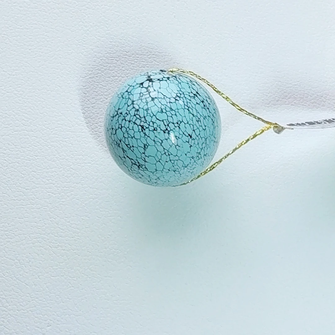 绿松石未镶嵌珠宝奇石细腻网花圆珠